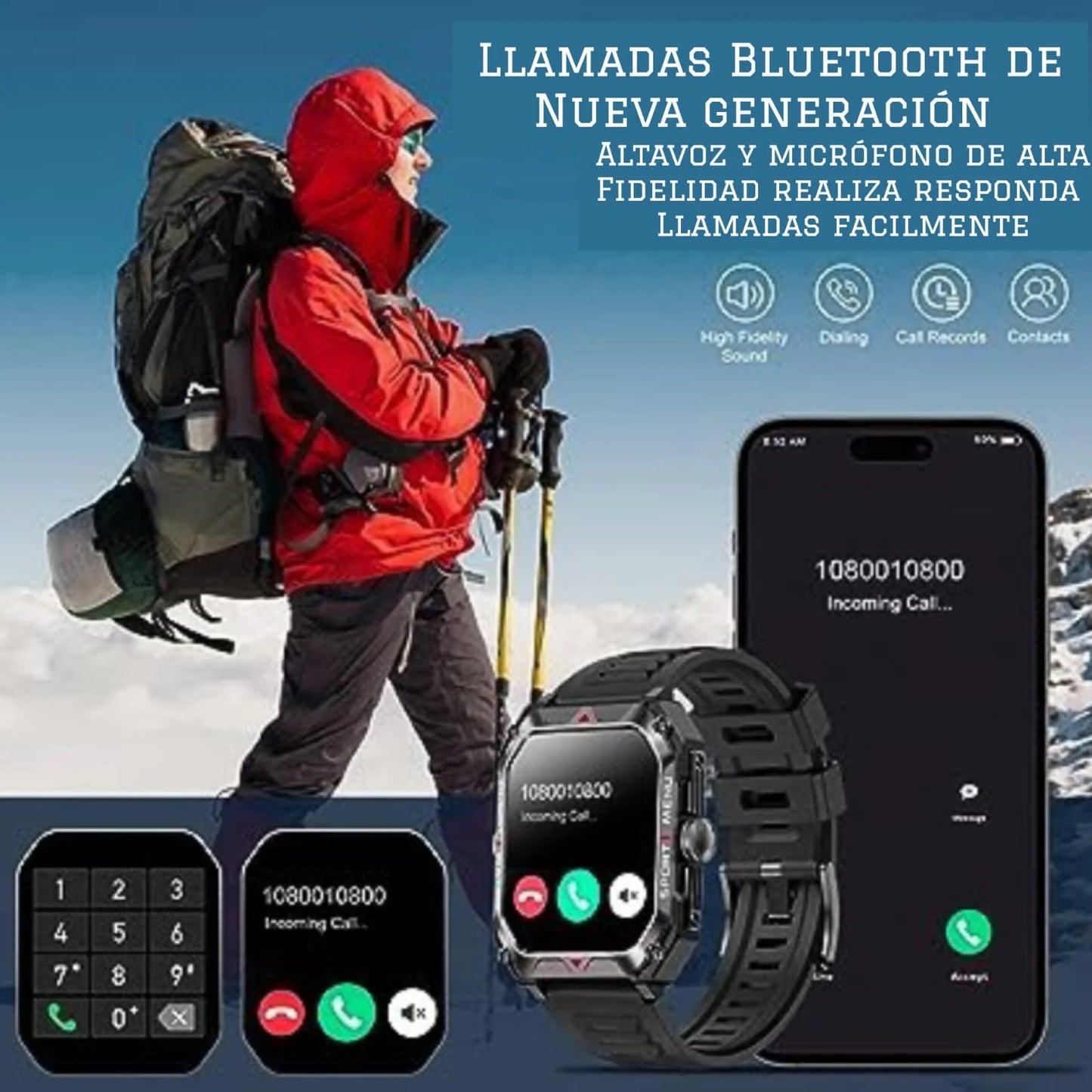 SMARTWATCH Deportivo Vidvie IP68 Negro