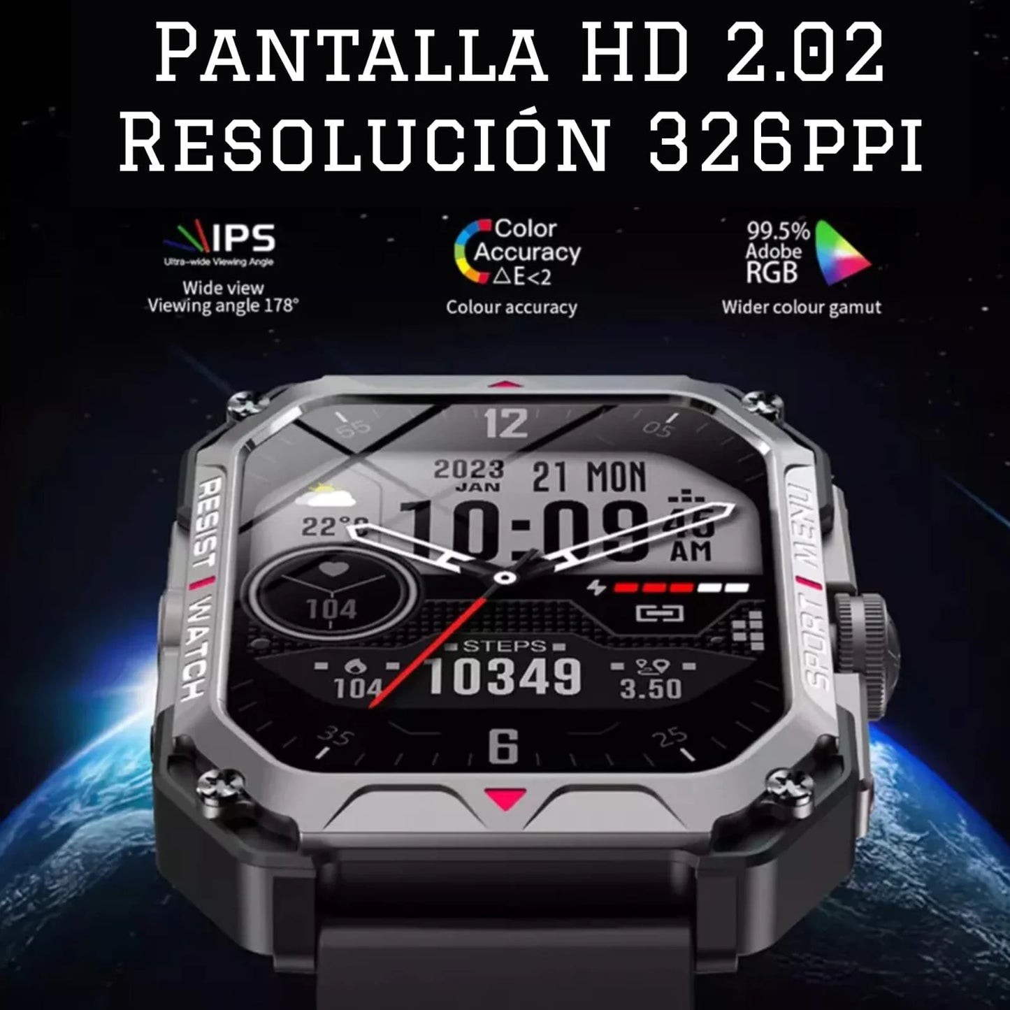SMARTWATCH Deportivo Vidvie IP68 Negro