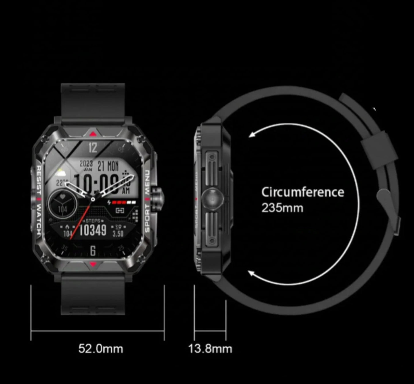 SMARTWATCH Deportivo Vidvie IP68 Negro