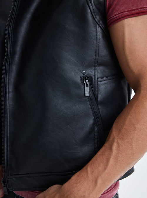 Chaqueta Biker Sin Mangas Cierre Cruzado