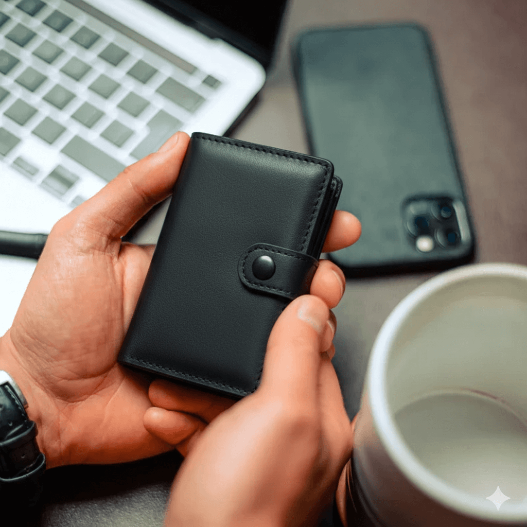 Tarjetero Automático: Lujo Compacto y Acceso Instantáneo.